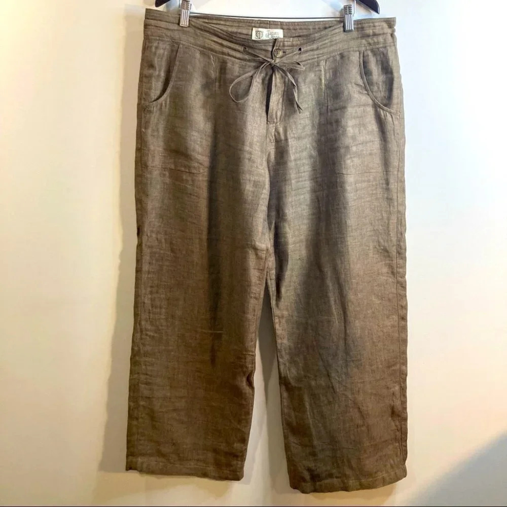 TATUM & OLIVIA Sz 14 Linen Lined  Straight Leg Pants with Pockets